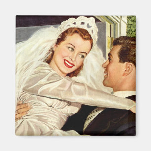 Aimant Mariage vintage, nouveaux mariés heureux de jeune