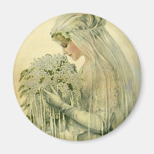 Aimant Mariage vintage, Portrait de mariée victorienne