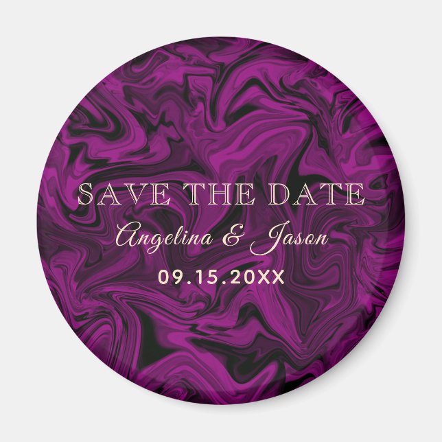 Aimant Mariage Violet Enregistrer La Date Invitation (Devant)