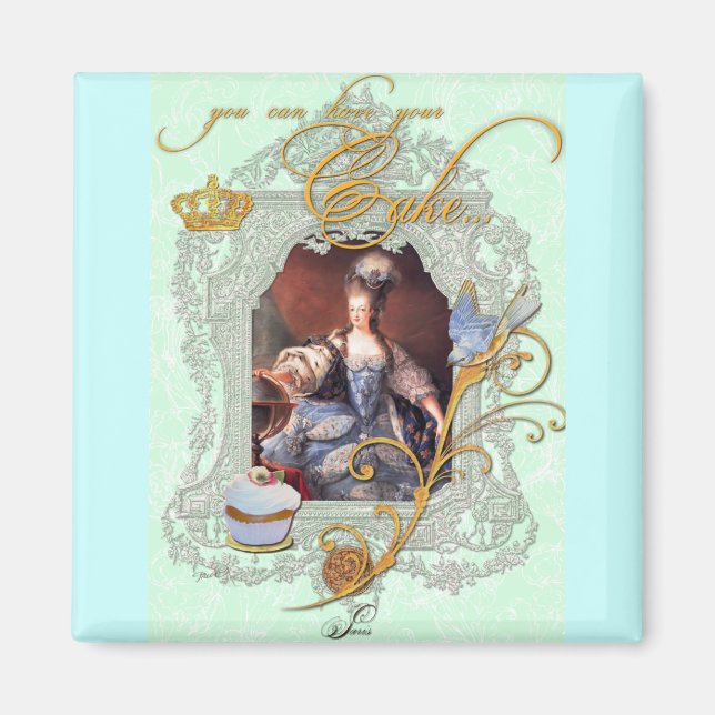 Aimant Marie Antoinette Cupcake et Bluebird (Devant)