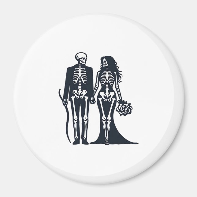 Aimant Mariée et marié squelette gothique – Jusqu'à ce qu (Devant)