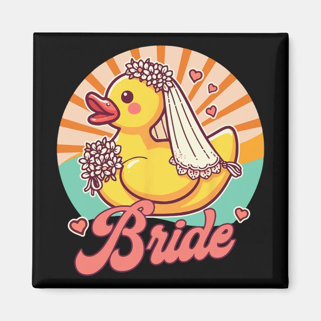 Aimant Mariée Mariage nuptiale Bachelorette Rubber Duc (Devant)