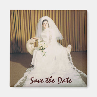 Aimant Mariée Rétro Carte de Pré-annonce de Mariage