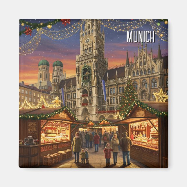 Aimant Marienplatz Allemagne Marché de Noël (Devant)