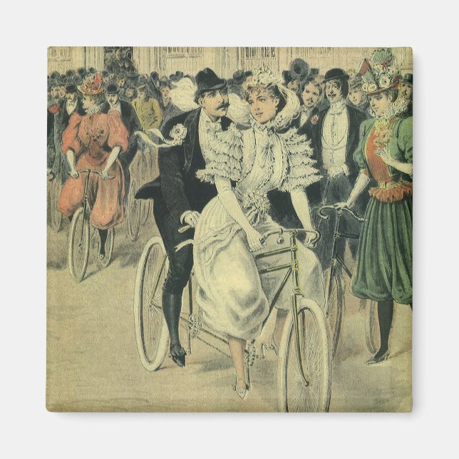 Aimant Mariés à vélo de mariage victorien (Devant)