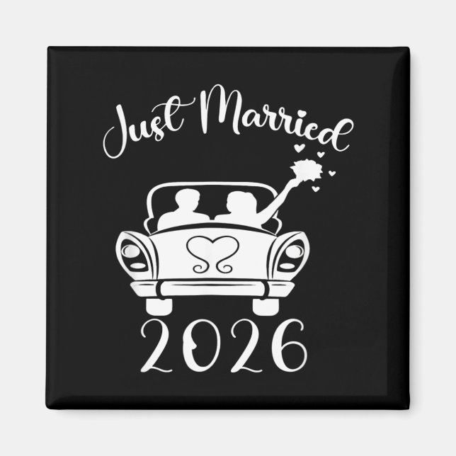 Aimant Mariés Bagues de mariage assorties Couple 2026 (Devant)