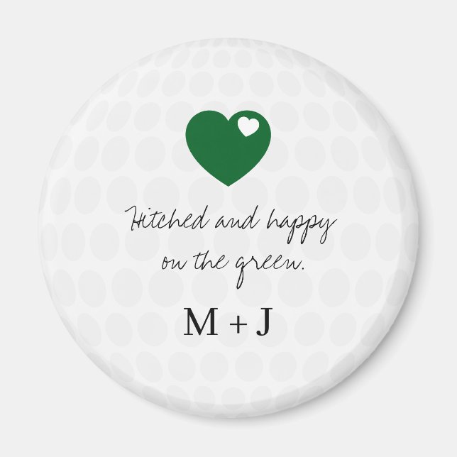 Aimant 'Mariés et Heureux sur le Vert' Mariage de Golf  (Devant)