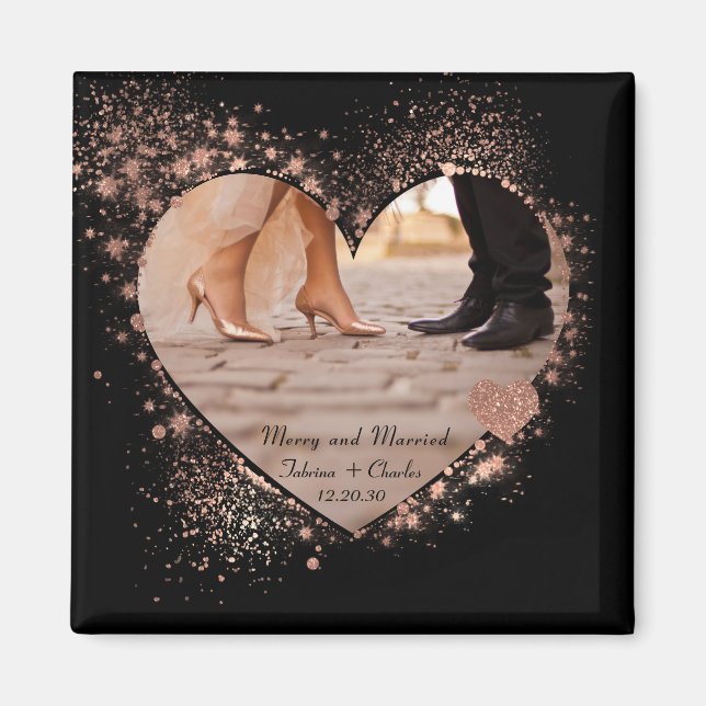 Aimant Mariés & Joyeux Rose Gold Lumières Scintillantes P (Devant)