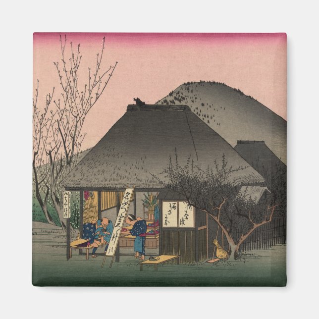 Aimant Mariko, 53 stations de la route Tokaido, Hiroshige (Devant)