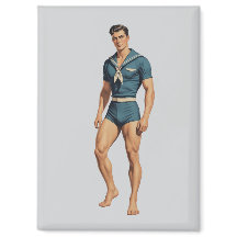 Marin Rétro en Maillot de Bain Bleu Marine