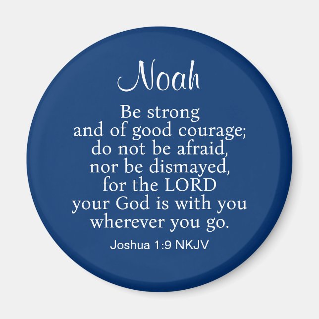 Aimant Marine Bleu Courage Bible Verse Nom personnalisé S (Devant)