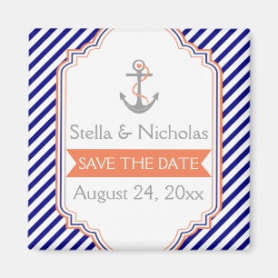 Aimant Marine bleu, mariage nautique corail Enregistrer l