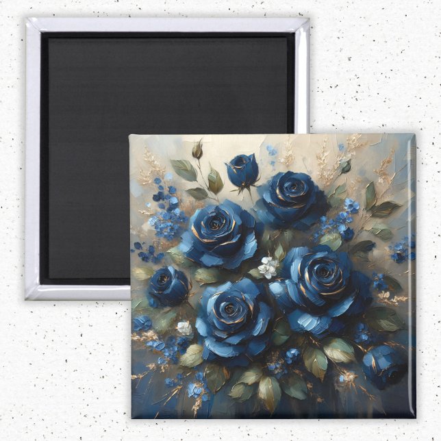 Aimant Marine Bleu Rose or doré Art impressionniste (Créateur téléchargé)