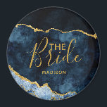 Aimant Marine Blue & Gold Foil Agate Marbre la mariée<br><div class="desc">Marine Blue & Gold Foil Aquarelle Marbre Agate Gilded Geode Design,  avec polices Moderne et Script. Le Mariage branché et chic de la mariée aimant! ~ Regardez ma boutique pour voir l'ensemble de la suite mariage pour ce design!</div>