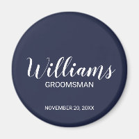 Marine Blue Modern Script Personnalisé Groomsman