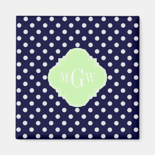 Aimant Marine White Pois Célery Quatrefoil 3 Monogramme