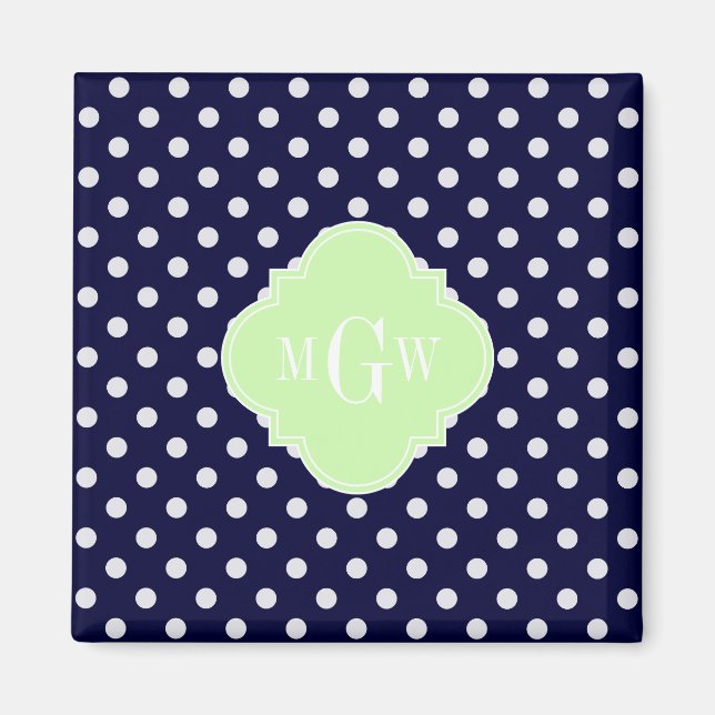 Aimant Marine White Pois Célery Quatrefoil 3 Monogramme (Devant)