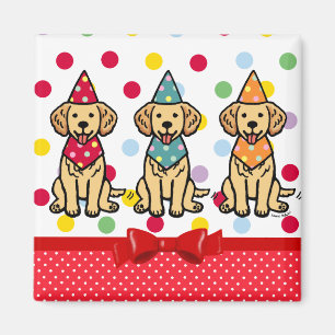 Aimant Marionnettes Golden Retriever Anniversaire