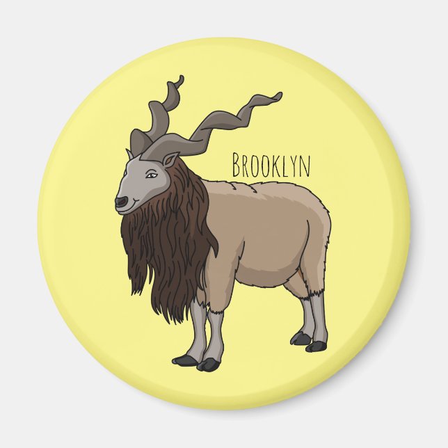 Aimant Markhor goat cartoon illustration (Devant)