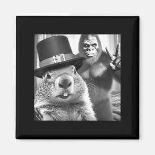 Aimant Marmotte prenant un selfie avec Bigfoot Drôle de m