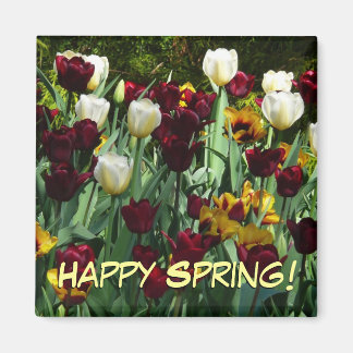 Aimant Maroon et Tulipes Jaunes Florales colorées