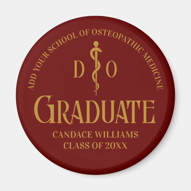 Aimant Maroon Osteopathic Médicale School Graduation Part (Devant)
