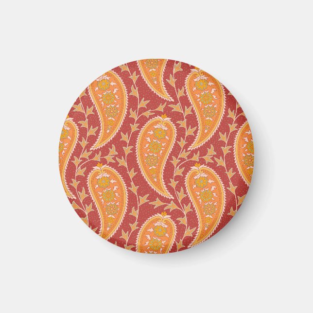 Aimant Maroon Paisley : Ornement de Concombre Turc. (Devant)