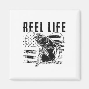 Aimant Marque de pêcheur de drapeau américain Grunge Hook