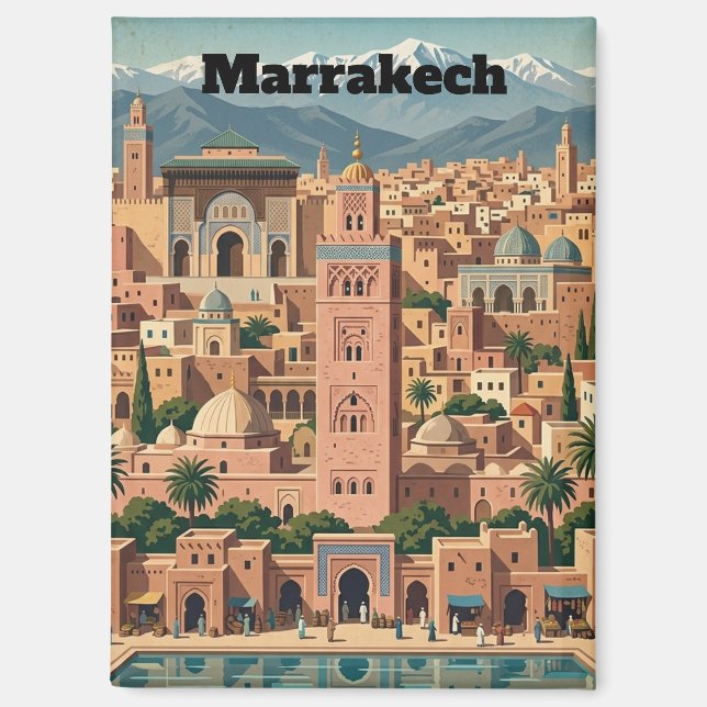 Aimant Marrakech vintage Maroc architecture voyage (Recto)