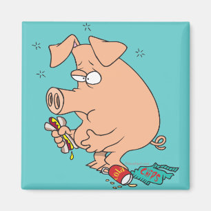 Aimant marrante malbouffe cochon farci avec mal du ventre