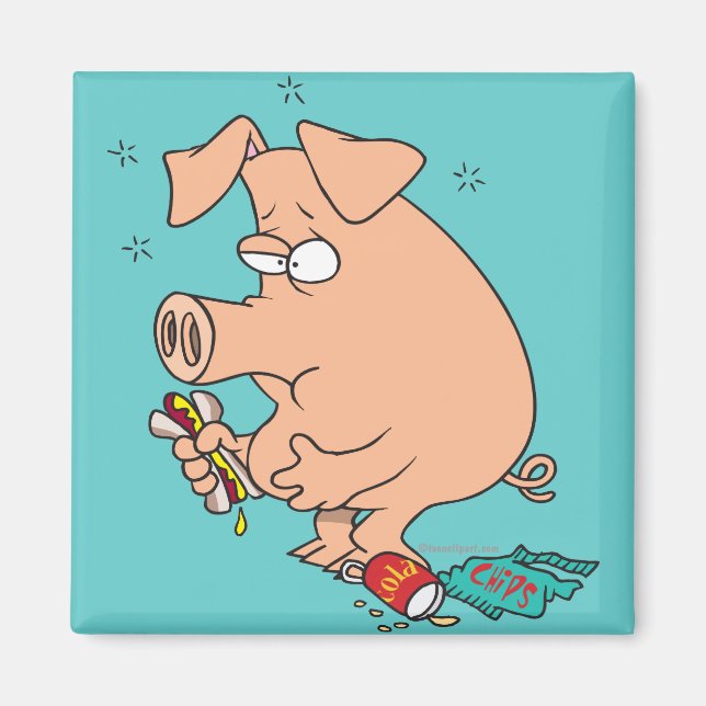 Aimant marrante malbouffe cochon farci avec mal du ventre (Devant)