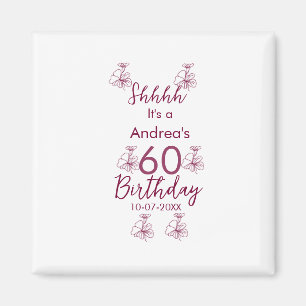Aimant Marron blanc mauve montre nom floral 60e anniversa