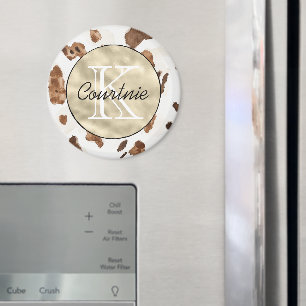 Aimant Marron Chocolat Crème Animal Gold Monogram