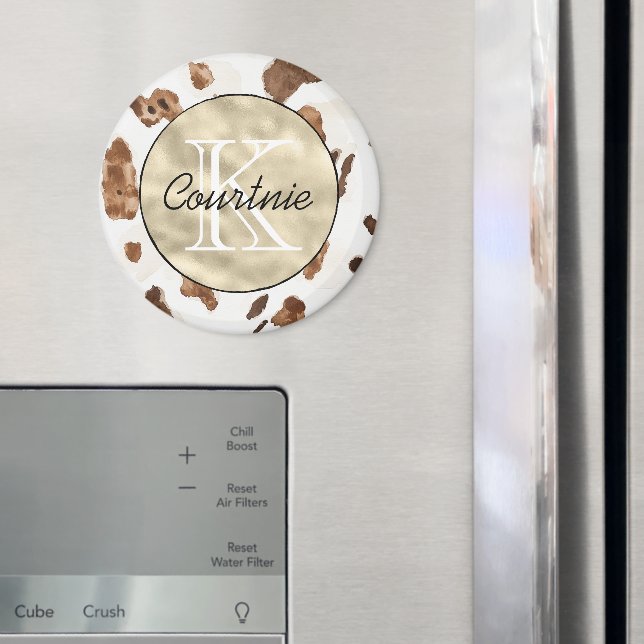 Aimant Marron Chocolat Crème Animal Gold Monogram      (In situ (réfrigérateur))