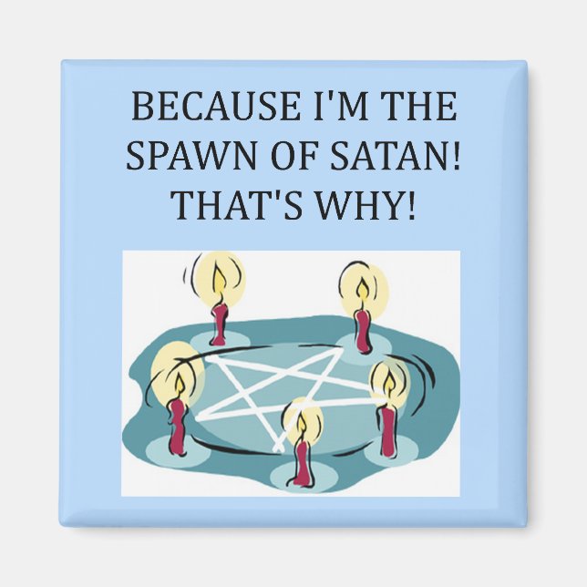 Aimant marron drôle de satan (Devant)