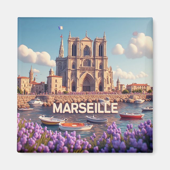 Aimant 🧲 Marseille France Vacances Souvenir Mémoire 🇫🇷 (Devant)