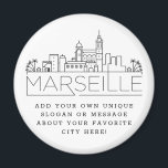 Aimant Marseille | Message de ville personnalisé ou Sloga<br><div class="desc">Un service d'aimant unique représentant la belle ville de Marseille,  France. Ce porte - clé présente une illustration stylisée de l'horizon unique de la ville avec son nom en dessous. Sous le nom de la ville se trouve un endroit pour votre slogan ou déclaration unique sur votre ville préférée.</div>