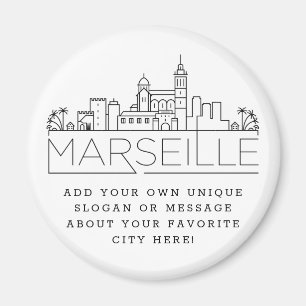 Aimant Marseille   Message de ville personnalisé ou Sloga