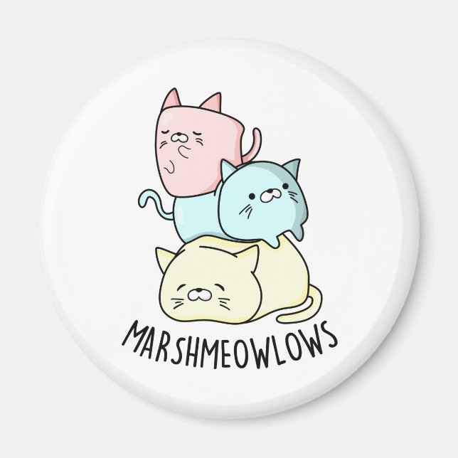 Aimant Marsh-meow low Funny Cat Marshmallow PUn (Devant)