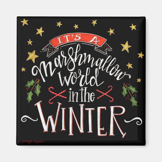 Aimant Marshmallow World Fun Chalkboard Festive (Devant)