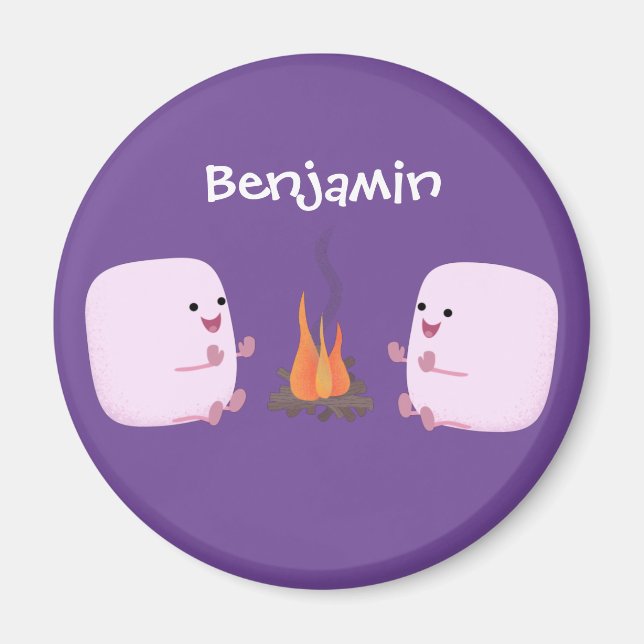 Aimant Marshmallows mignons roses par dessin animé sur le (Devant)