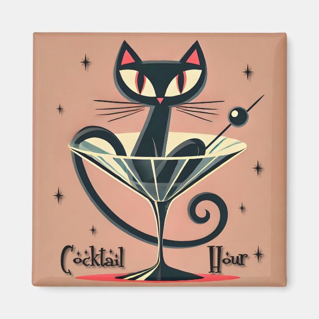 Aimant Martini Black Cat Futuriste Atomique Espace (Devant)
