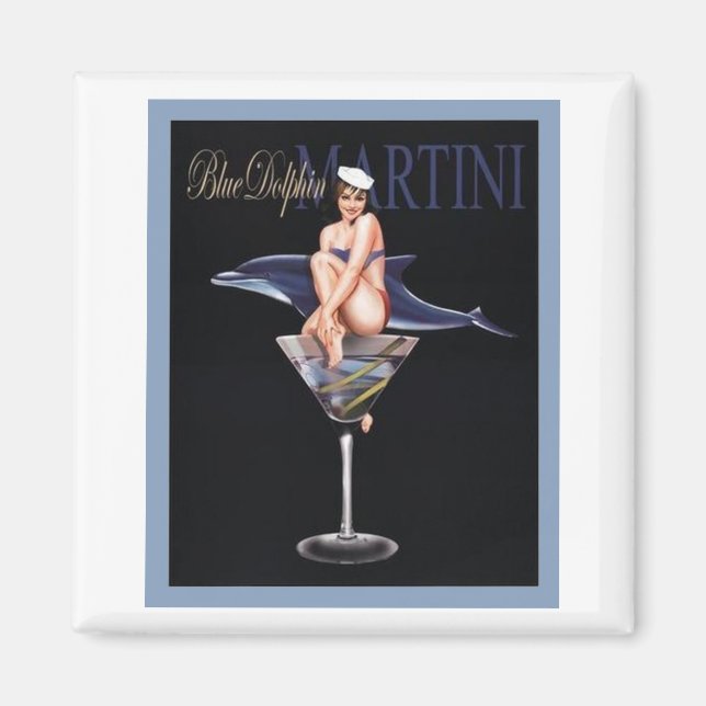 Aimant Martini dauphin bleu (Devant)