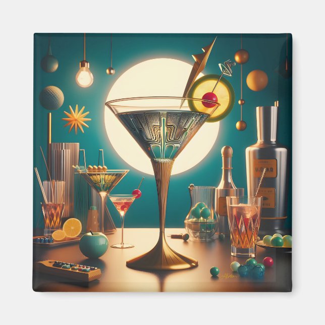 Aimant Martini futuriste à circuit imprimé atomique (Devant)