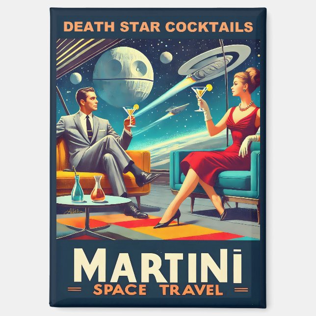Aimant Martini Space Affiches de voyage Death Star Cockta (Recto)