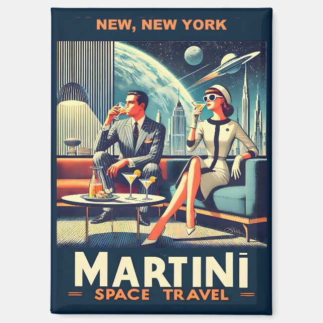 Aimant Martini Space Travel Affiches New York (Recto)