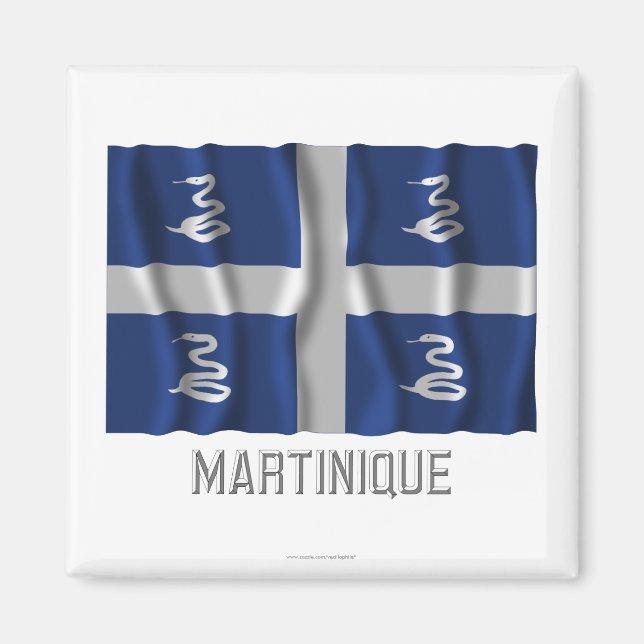 Aimant Martinique brandissant le drapeau avec son nom (Devant)