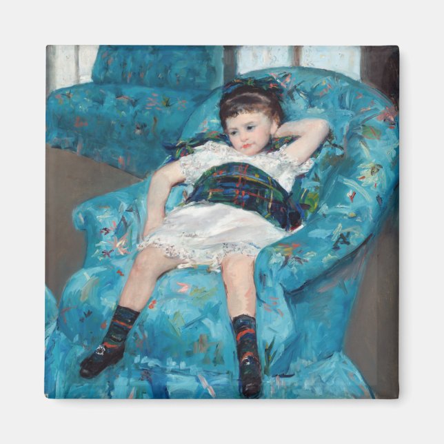 Aimant Mary Cassatt - Petite fille dans un fauteuil bleu (Devant)