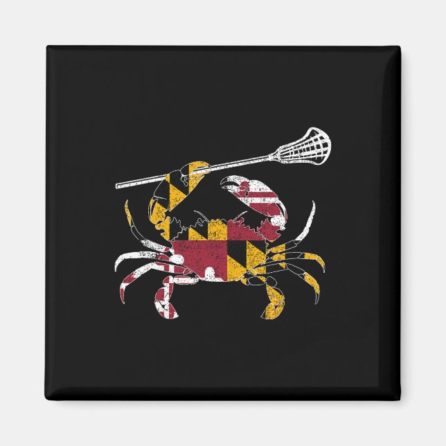Aimant Maryland Crabe Bleu Lacrosse Lover Drapeau De Mari (Devant)