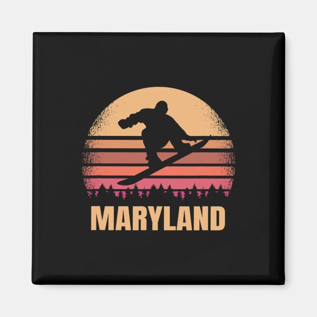 Aimant Maryland Snowboard Vintage Md Snow Boarder Retr (Devant)